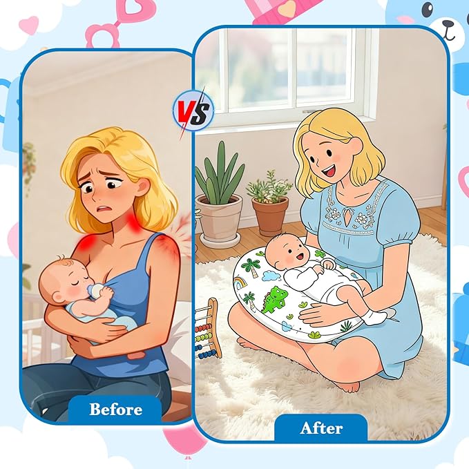 Nursing Pillow – Ergonomic Breastfeeding & Bottle Feeding Support, Standard Size, Breathable with Washable Cover, Hypoallergenic, Ideal for Tummy Time and Sitting Support