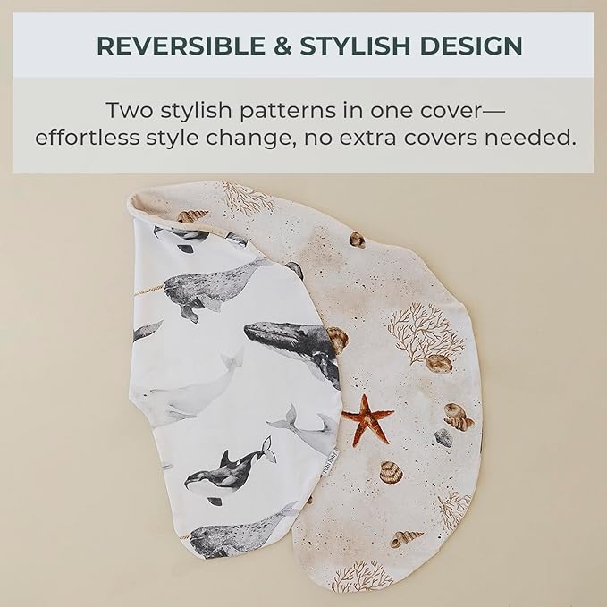 Pobibaby 1-Pack Premium Nursing Pillow Cover - Ultra Soft & Stretchy 96% Cotton, Breastfeeding Pillow Cover for Baby Boys and Girls (Seaside)