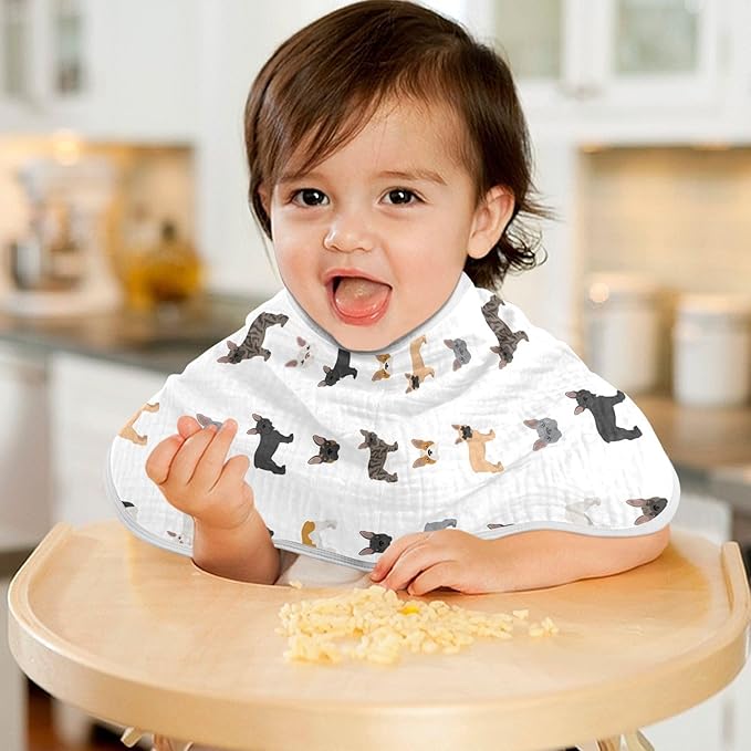 vvfelixl Baby Burp Cloths Different French Bulldog Baby Newborn Cotton Burping Cloths Set Baby Washcloths 4 Pack