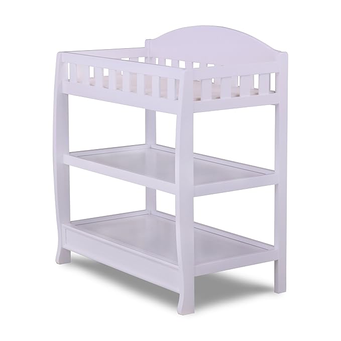 Delta Children Infant Changing Table with Pad, White & Foam Contoured Changing Pad with Waterproof Cover