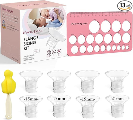 Flange Sizing Kit 3-in-1 with 15/17/19/21mm for 24mm Electric Breast Pump Flanges/Shields, 8PCS Soft Silicone Flange Inserts for More Comfortable Pumping, BPA-Free, Essential for Moms