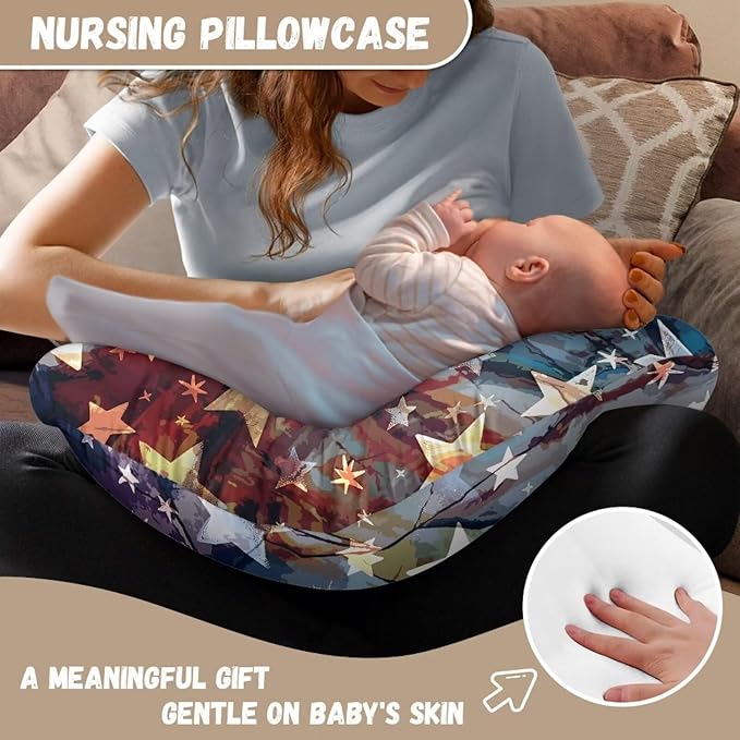 American Flag Feeding Pillow Covers Washable & Breathable Nursing Pillow Slipcovers Breastfeeding Newborn Feeding Cushion Cover Practical Gift, Best Choice for Mom Cover Only