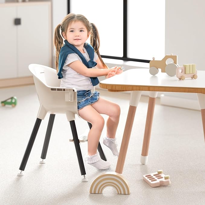 Fodoss Convertible Wooden High Charis for Babies and Toddlers, Easy Clean Baby Chair for Eating, 3 in 1 Infant Highchair with Footrest, Silla De Comer para Bebe