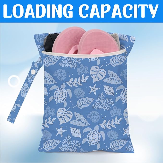 Wet Dry Wet Bag for Swimsuit Towel Baby Travel Cloth Diapers Beach Gym Toiletries Makeup Storage Bag Summer Vacation Essential Holiday Summer Palm Leaf Sea Turtle Gifts
