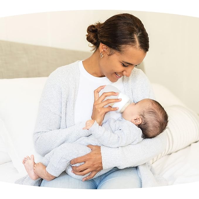Tiny Twinkle Silicone Baby Bottle with Comfort Grip and Soft Flexible Nipple - Squeezably Soft Baby Bottles for Newborn and Up (White, 6 Ounce - 2 Pack)