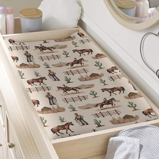 Horse Baby Changing Pad Cover Infant Newborn Diaper Table Change Mat Sheets Cover Changing Table Covers for Boys Girls-Purple