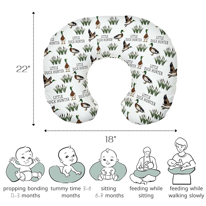 HawSkgFub Little Duck Hunter Mallard Hunting Nursing Pillow Cover for Baby Boys Girls, Wild Animal Reed Breastfeeding Pillow Slipcover, Nursing Pillowcase for Newborn Infant, Cover Only