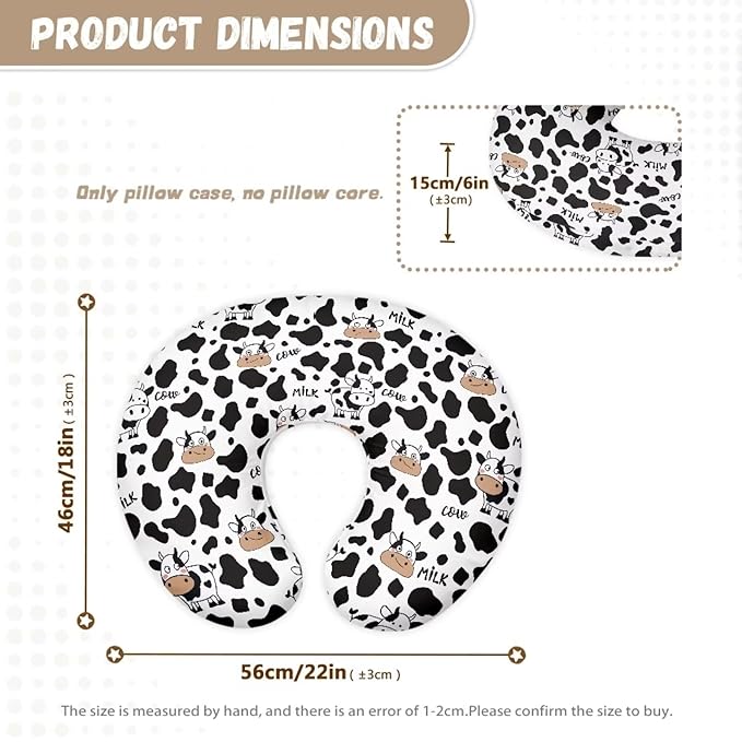 Cartoon Cow Print Nursing Pillow Cover for Breastfeeding Pillow, Soft and Cozy Nursing Pillow Slipcovers, Sung Fits Nursery Pillow