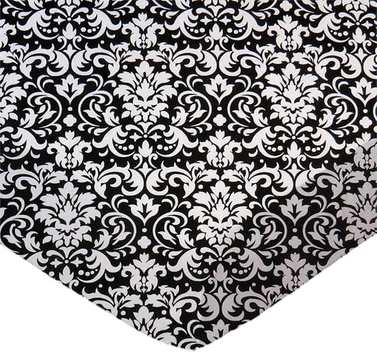 SheetWorld Baby Fitted Bassinet Sheet Fits Maxi COSI 20 x 32 inches, 100% Cotton Woven Sheet, Unisex Boy Girl, White Damask, Made in USA