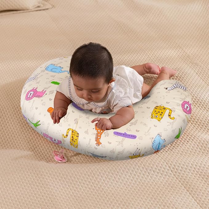 x-vesolje Baby Nursing Pillow for Breastfeeding, Adjustable Breastfeeding Pillow for Bottle Feeding, Nursing Support Pillow for Mom and Baby Healthier Nursing, Removable Cover- Zoo Yellow