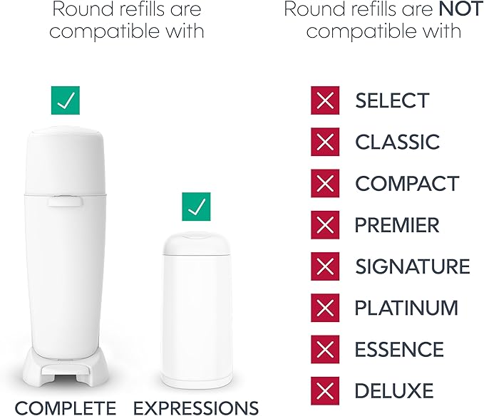 Diaper Genie Essentials Round Refill Pack of 4 | Holds Up to 1280 Newborn Diapers | Features Unscented Continuous Film | Compatible with Diaper Genie Complete and Expressions Pails
