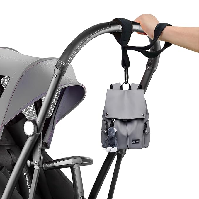 Baby Leash Handle Strap for Baby Stroller Handle Strap for Baby Stroller Safety Wrist Leash with Hooks for Storing Items Security-Accessory for Child Safety Compatible with Most Strollers (Black)