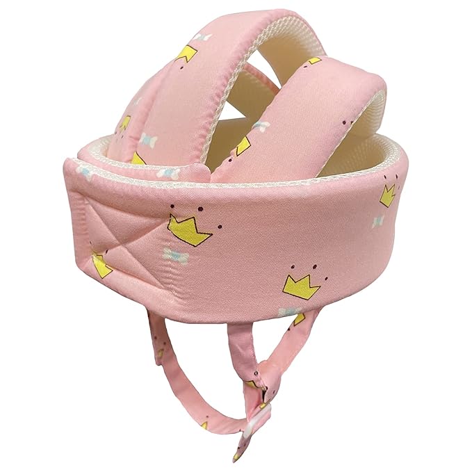 Baby Helmet Toddler Children Headguard Infant Head Cushion Protective Harnesses Cap Soft Adjustable Kid Hat Head Protector (Crown Pink)