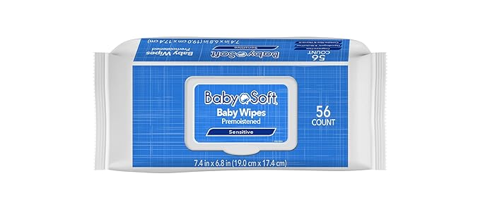 Baby Wipes, Baby Soft Sensitive 8 Flip top packs (448 Wipes Total)