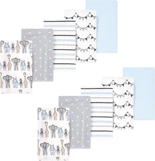 Luvable Friends Hudson Baby Flannel Burp Cloths 10pk, Royal Safari Wildlife