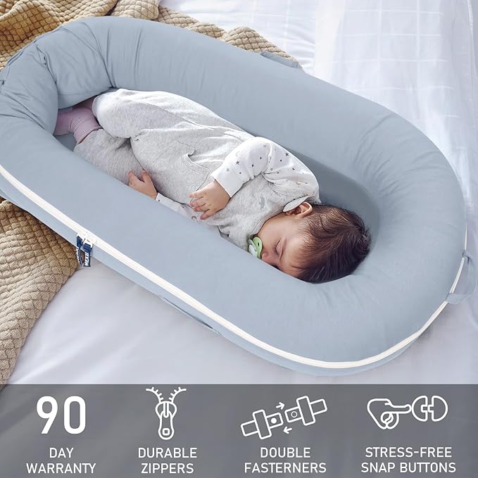 Organic Replacement Cover with Waterproof Pad | Premium Quality Spare Cover Certified Organic Cotton | [Fits Dockatot Deluxe + Docks] (Cover Only) (Alice Blue, Waterproof Organic Cotton)