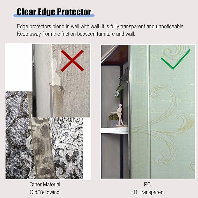ERRULAN Edge Protector Strip Clear, 80/100/120/150cm Long Corner Guard for Hotels Restaurant School, L-Shaped Wall Guards to Protect Walls (Color : WxL, Size : 3x120cm/1.18x47.24 in)