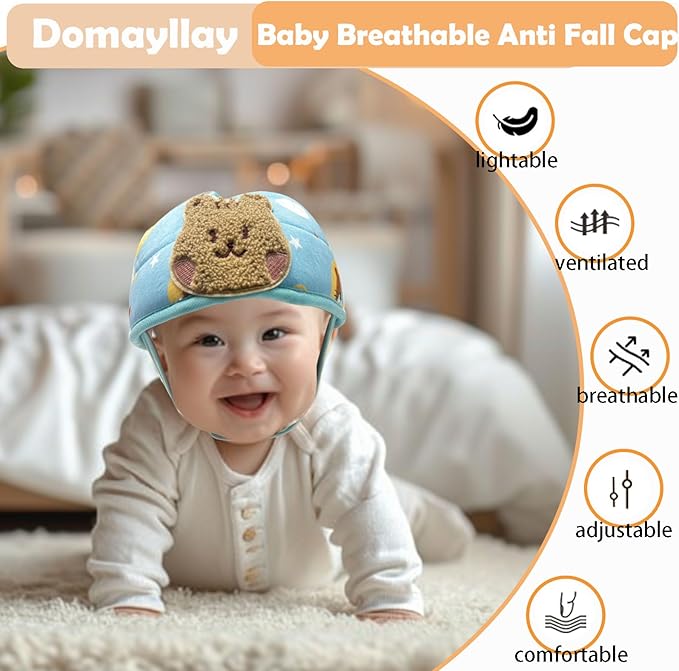 Soft Infant Safety Helmet,Baby Helmet for Crawing Walking,Baby Helmet 1-2 Years for Anti-Fall Head Protector,Adjustable