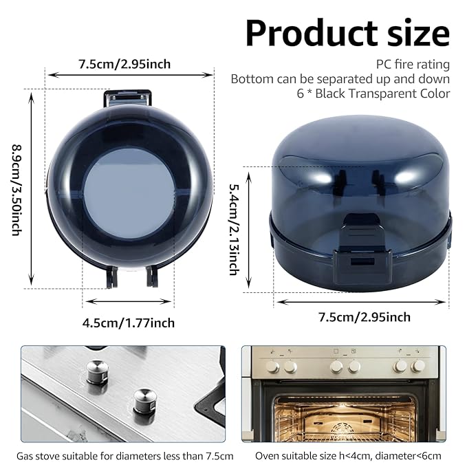 6 Pack Stove Knob Covers for Child Safety, Heat Resistant Gas Stove Knob Locks with Adhesive, Childproof Stove Knob Covers Oven Knob Covers for Kids Safety and Pet Safety
