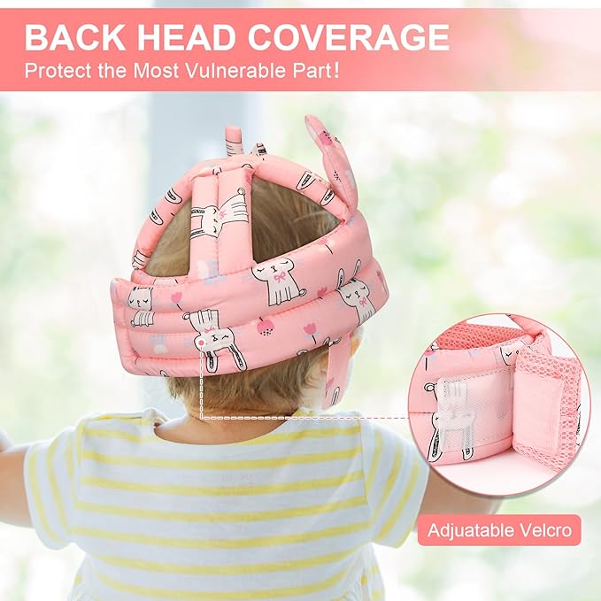 Accmor Baby Head Protector for Crawling Walking, Cute Baby Helmet Adjustable Infant Safety Cap, Breathable Protective Cap Kids Headguard Soft Cushion, Anti-Collision Toddler Helmets for 6m-24m Girls