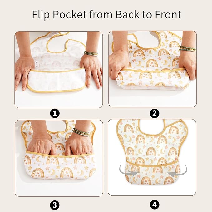 3-Pack Waterproof Baby Bibs for Eating - Lightweight Feeding Bibs, Mess Proof, Baby Essential Must Have for Eating