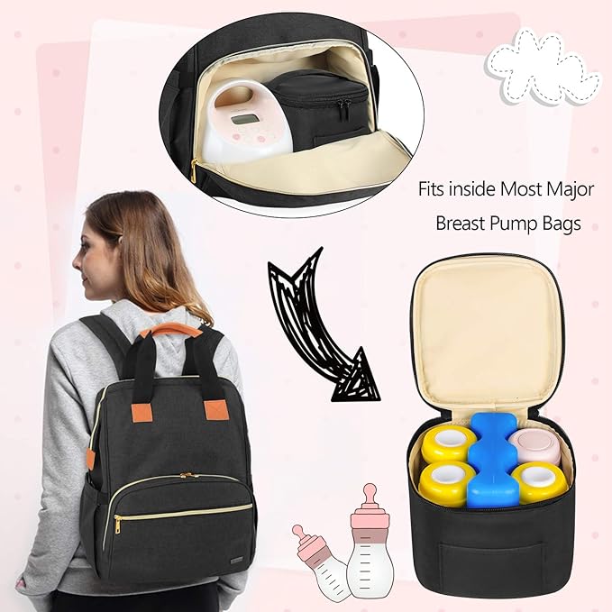Teamoy Breastmilk Cooler Bag with Ice Pack, Baby Bottles Bag for up to 4 Large 5 Ounce Bottles Without Nipple, Perfect for Working Mom Mother, Black