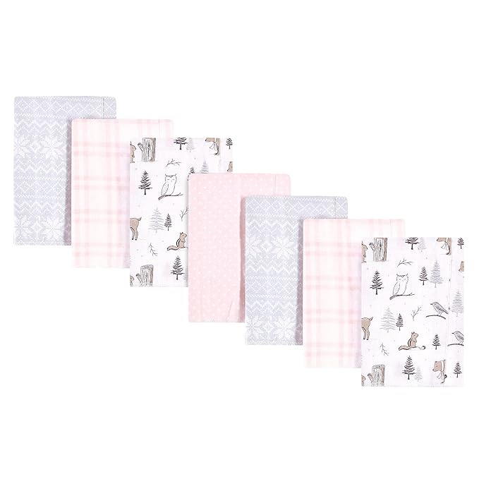 Hudson Baby Unisex Baby Cotton Flannel Burp Cloths, Winter Forest, One Size