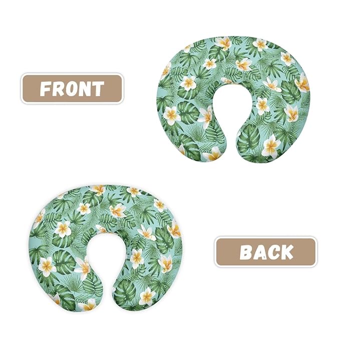 Tropical Flower Leaf Machine Washable Feeding Pillow Case for Baby Boys Girls Skin-Friendly Comfy Cozy Fabric Nursing Support Pillows Cover for Home Nursery Room Sofa Decor