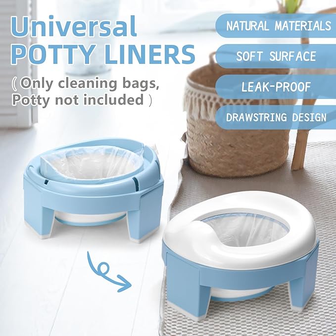 MCGMITT Potty Bags for Portable Toilet, 120 PCS Leak-Proof Potty Liners with Drawstring, Disposable Soft Toilet Bags Fit Most Potty Chair, Potty Training Liners for Toddler Kids Travel Pets Outdoors