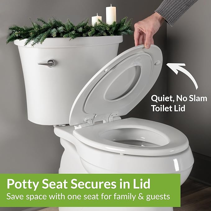 Mayfair NextStep Toilet Seat with Built-In Potty Training Seat, Slow-Close, Removable that will Never Loosen, ELONGATED, White (Pack of 2)