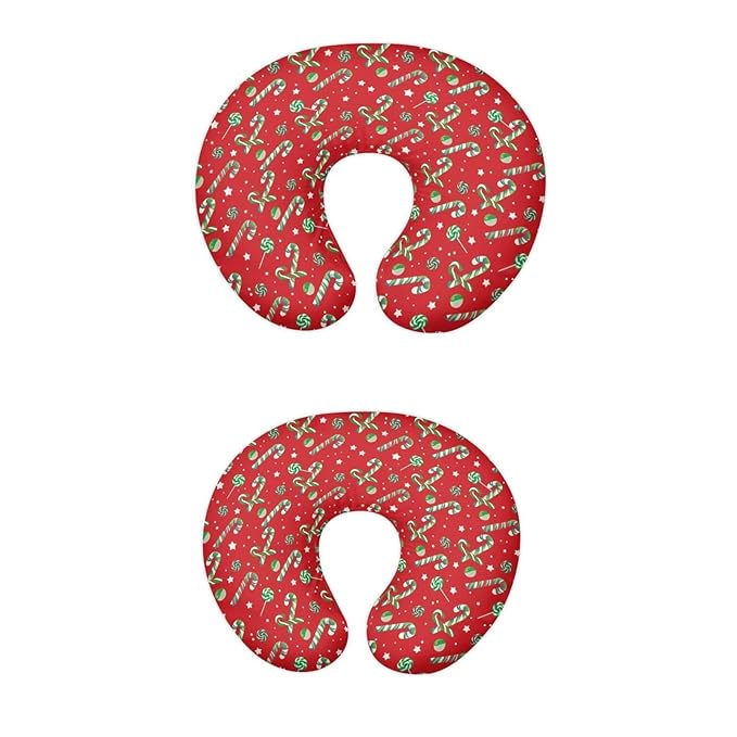 Christmas Green and Red Cane Nursing Pillow Cover for Baby Boy Girl Newborn U-Shaped Breastfeeding Pillowcase Cushion Cover Easy to Use and Dustptoof Xmas Decor