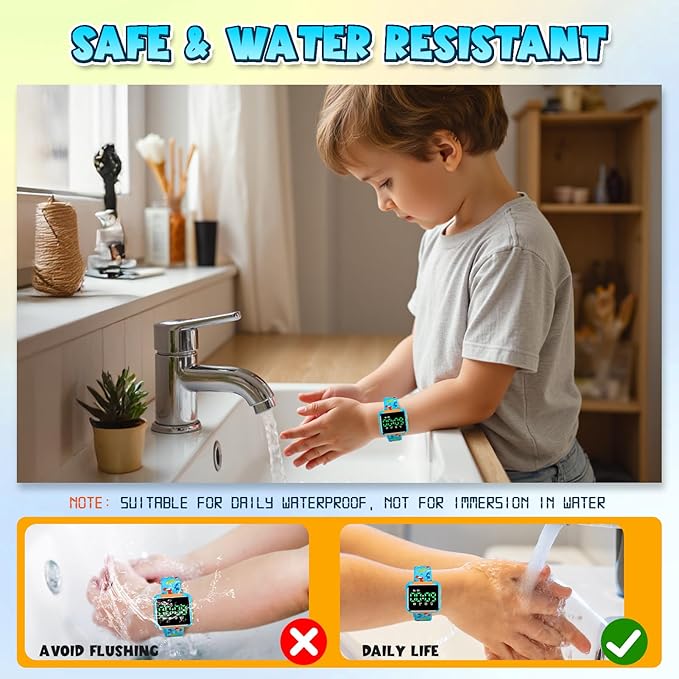 Potty Training Watch for Kids: Water Resistant Potty Watches for Toddler Boys Adjustable Volume Rechargeable Toilet Reminder Dinosaur Toddler Watch Birthday Gifts for 2 3 4 Year Old Boy(Blue)