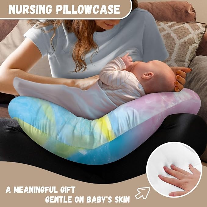 Forchrinse Blue Dolphin Tie Dye Baby Nursing Pillow Cover Soft Polyester Nursing Breastfeeding Pillow Slipcover for Girls Boys