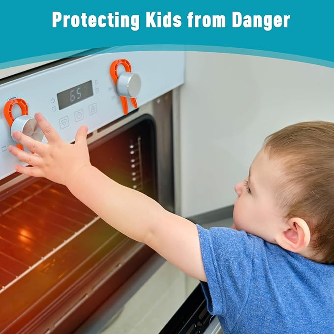 Stove Locks Child Safety, 5 Pack Stove Knob Locks with Universal Size, Clear View Stove Knobs Locks for Kids and Pets Proof