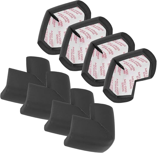 MECCANIXITY 8 Pack Soft Corner Protector, Rubber Foam Furniture Proofing Corner Guards Edge for Fireplace Table Stair, Black