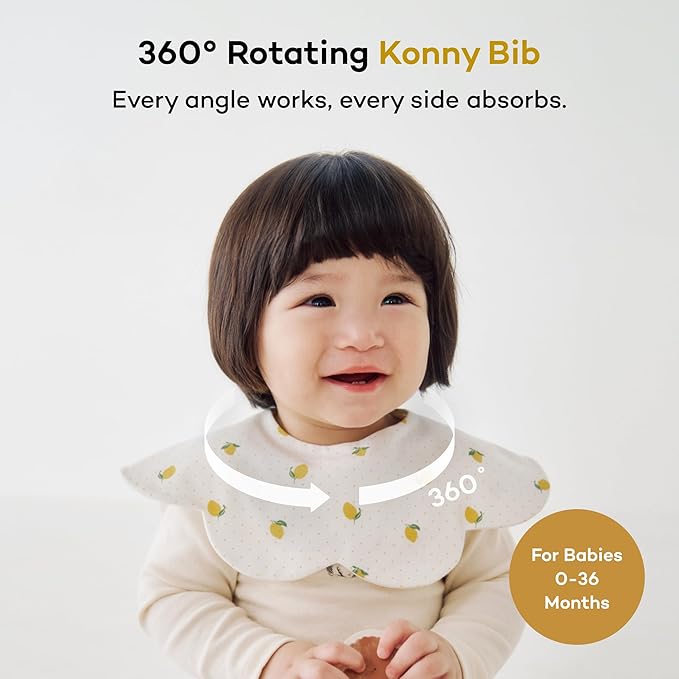 Konny Baby Bib 3/5/7-Pack Set, 360 ° Rotate, Soft and Absorbent Drooling for Toddler Boys Girls Baby Essentials