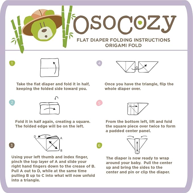 OsoCozy Bamboo/Organic Cotton Flat Cloth Diapers - Birdseye Weave - 32 x 35 Inch One-Layered Nappies, Super Soft 70% Bamboo, 30% Organic Cotton, Unbleached Natural Color. 6 Count