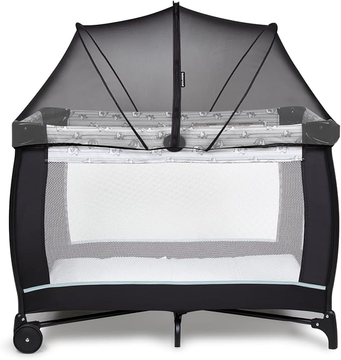 Beberoad Love Pack N Play Cover, Playpen Mosquito Net Cover with 2-Way Zipper (Black)