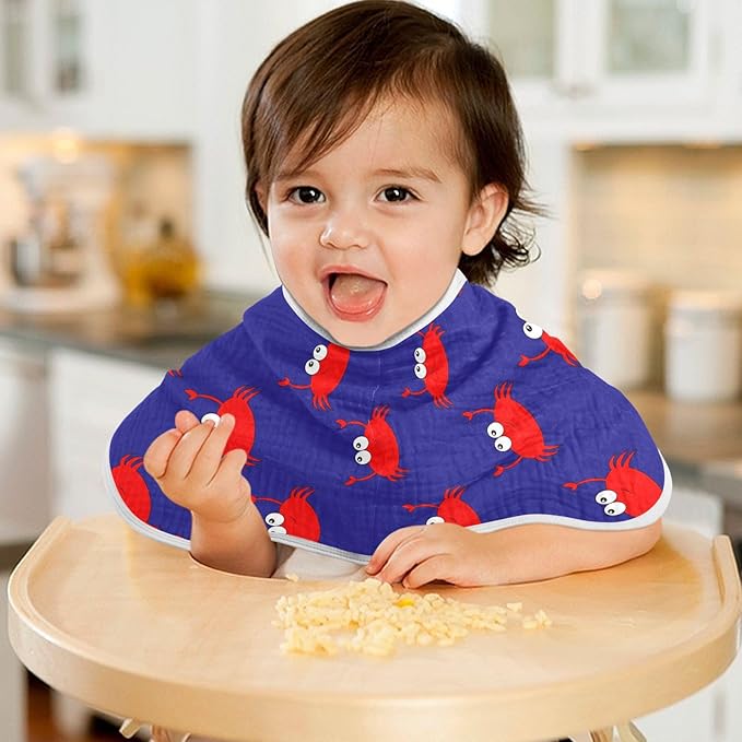 Fun Crab Muslin Burp Cloths for Baby Boys and Girls - 2-Pack Ultra Absorbent Muslin Washcloths, Newborn Towel, Milk Spit Up Rags, Burp Cloth Bibs for Unisex, 22 x 11 Inch