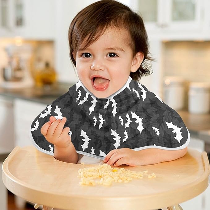 Muslin Burp Cloths for Baby Boys and Girls - 1-Pack Ultra Absorbent Halloween Bats Muslin Washcloths, Newborn Towel, Milk Spit Up Rags, Burp Cloth Bib for Unisex, 22 x 11 Inch
