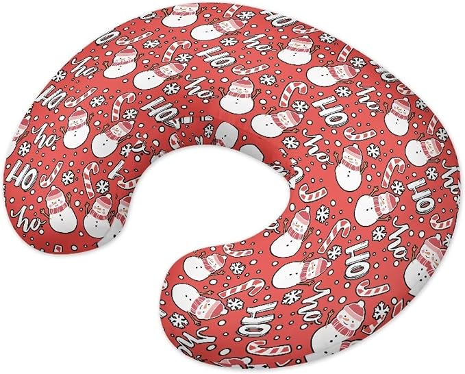 Christmas Candy Snowman Nursing Pillow Cover for U-Shaped Breastfeeding Pillow Nursing Pillow Hidden Zipper Design Soft and Skin-Friendly