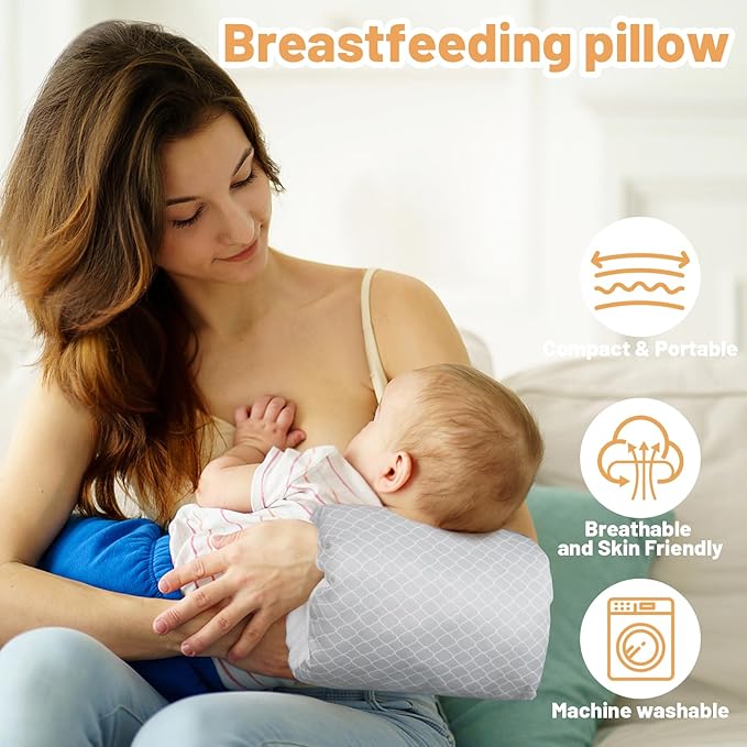 KAKIBLIN Feeding Arm Pillow,Nursing Arm Breastfeeding Pillows Support for Mom,Portable and Washable,Ergonomic Nursing arm Pillow for Feeding (White Cloud)