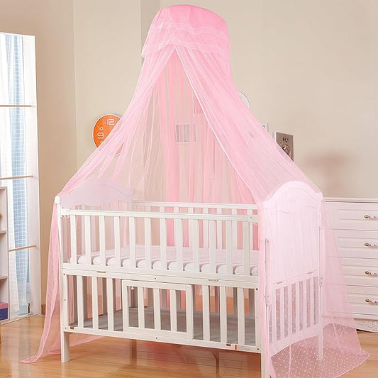 Baby Crib Bed Mosquito Net:Crib Canopy, Princess Bed Canopy, 2025 New 50D Breathable Mesh Crib Tent, Mosquito Net for Canopy Bed Curtains Baby Toddler Bedroom Decoration Accessories (Pink)