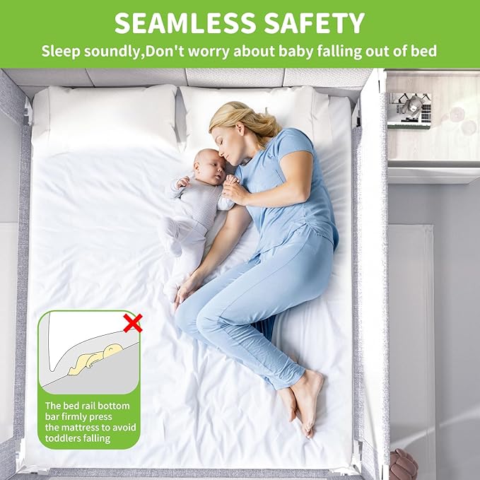 yulongtengfei 3-Piece Twin Size Bed Rail for Toddlers - Adjustable Baby Bed Rail Guard, Kids Safety Bed Rail for Twin Size Bed (74.8"x74.8"x39"-Grey)