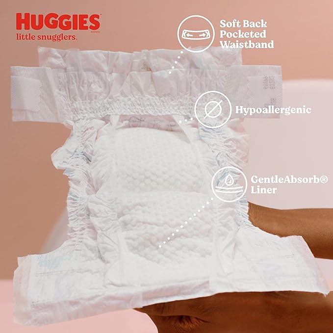 Huggies Little Snugglers Baby Diapers, Size Newborn (up to 10 lbs), 31 Ct, Newborn Diapers (Pack of 2)
