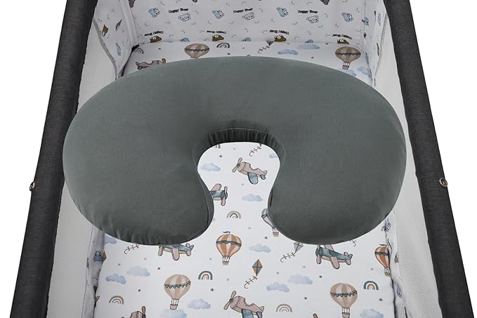 Nursing Pillow Cover Set 3 Pack Nursing Pillow Slipcovers for Moms Breastfeeding Moms, Ultra-Soft Stretchy Fit Standard Nursing Pillows Green/Moon/Cloud
