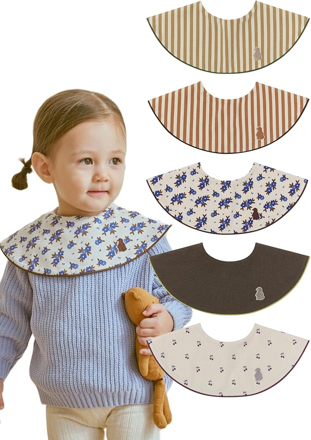 Konny Baby Bib 3/5/7-Pack Set, 360 ° Rotate, Soft and Absorbent Drooling for Toddler Boys Girls Baby Essentials
