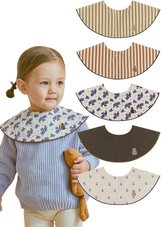 Konny Baby Bib 3/5/7-Pack Set, 360 ° Rotate, Soft and Absorbent Drooling for Toddler Boys Girls Baby Essentials