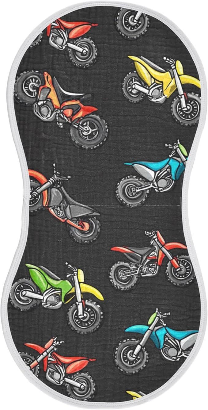 Motocross Dirt Bike Black Burp Cloths Baby Boys Girls Absorbent Soft Cotton Burping Cloths Rags 1 Pack