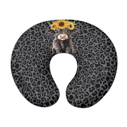 Jeiento Baby Nursing Pillow Cover for Breastfeeding Pillows Quick-Dry Fabric Cover Cute Highland Cow Print Skin-Friendly Nursing Pillow Slipcovers for Infant&Baby Sitting Support,Cover Only